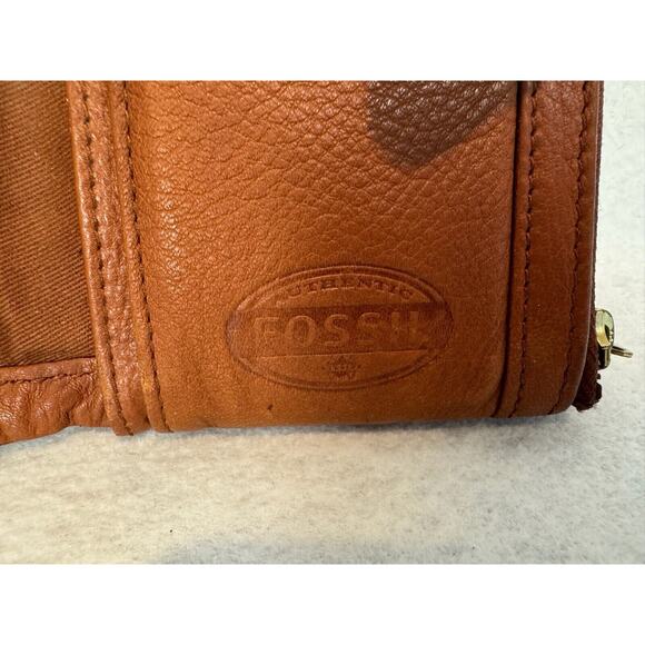 Fossil Derrick Executive Wallet Brown Cow Hide Leather Bifold - Picture 5 of 12